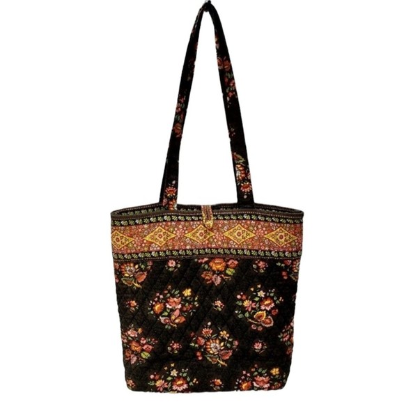 Vera Bradley Handbags - Vera Bradley Chocolat Brown Quilted Cotton Shopper Tote Bag